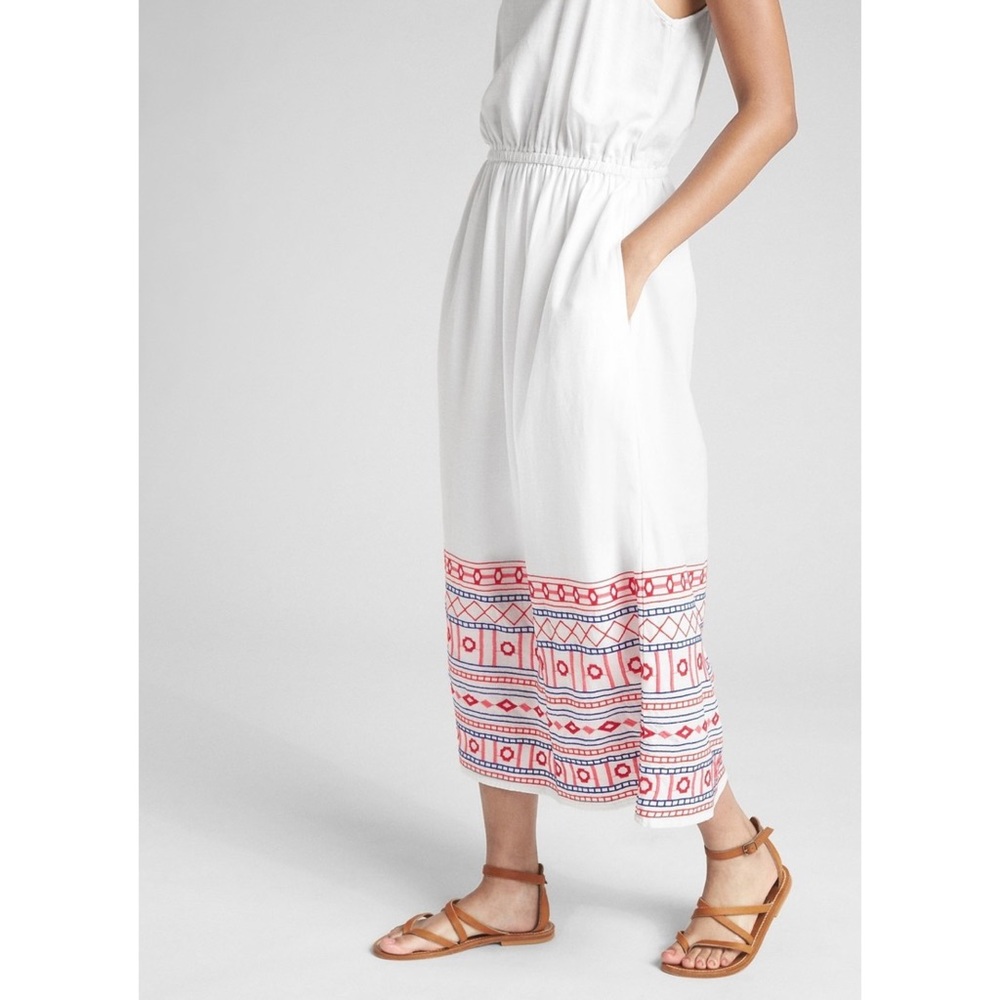 gap | embroidered cami casual midi dress white nwt